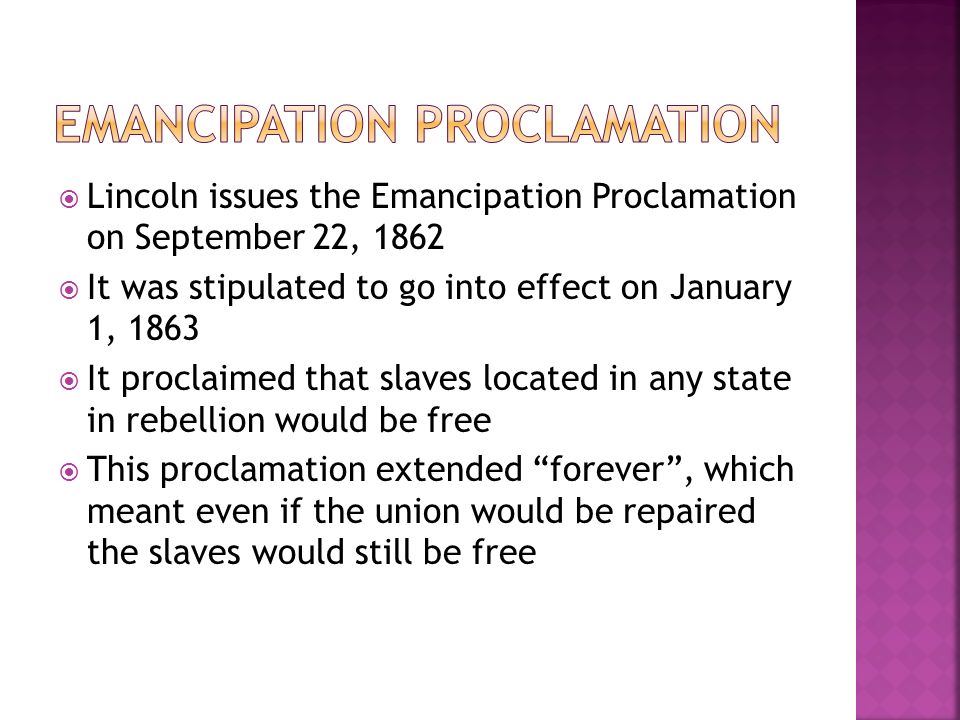 Emancipation proclamation cause effect essay